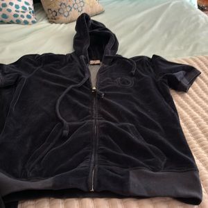True Religion Black velour track suit. Pants S, short sleeve jacket size M